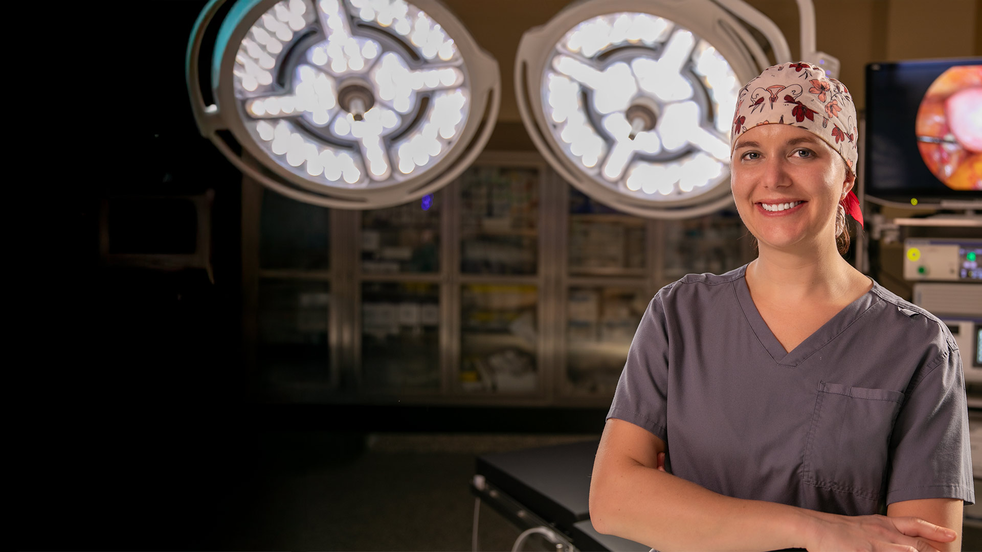 Dr. Katy Johnson smiling in the operating room. 